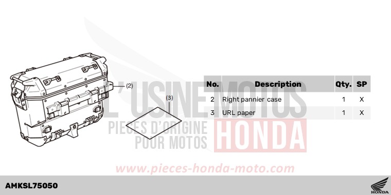 KIT,R PANNIER CASE (AL) de Africa Twin DCT GRAND PRIX RED (R380B) 2023